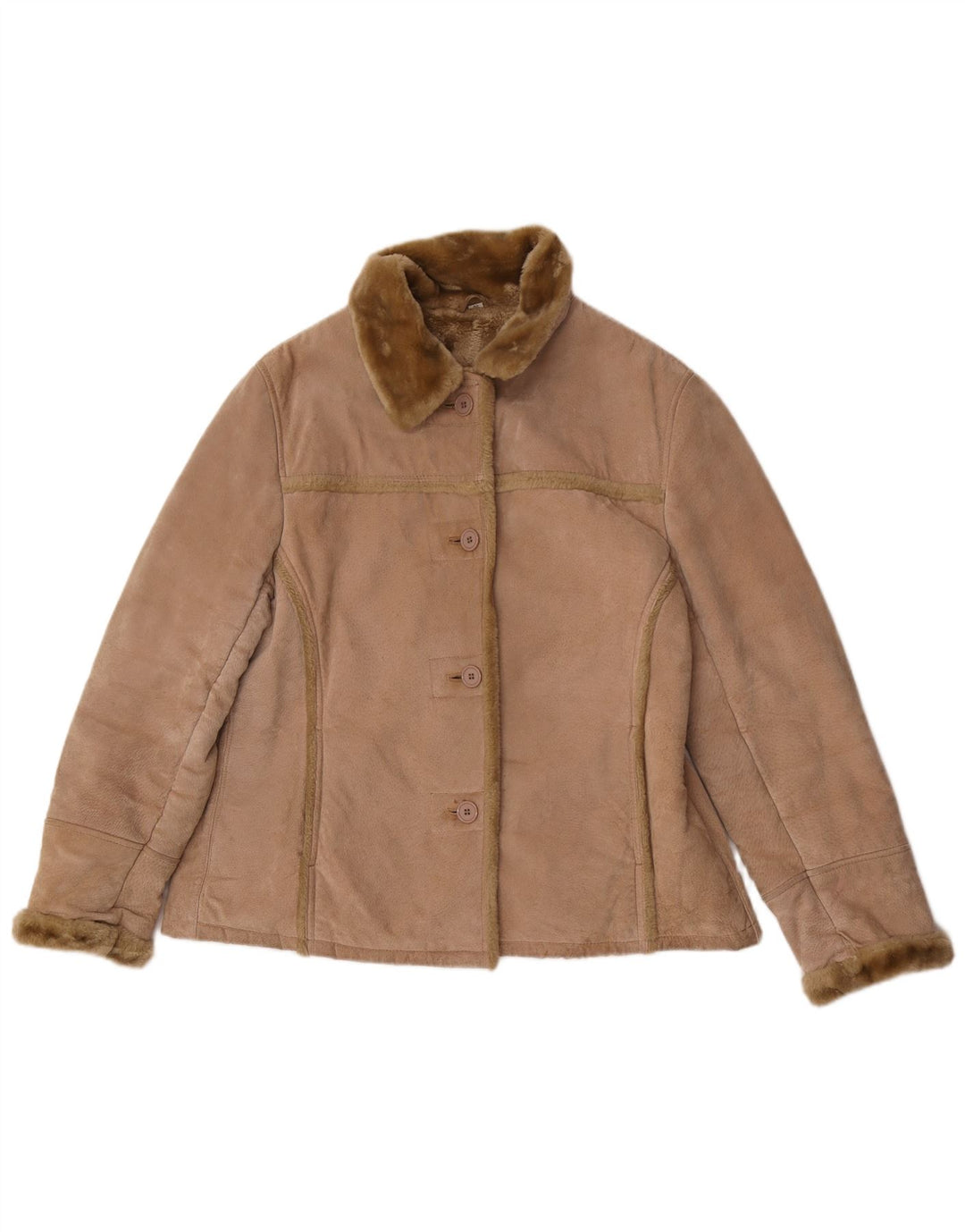 Avitano Damen Übergroße Shearling-Jacke EU 42 Large Beige