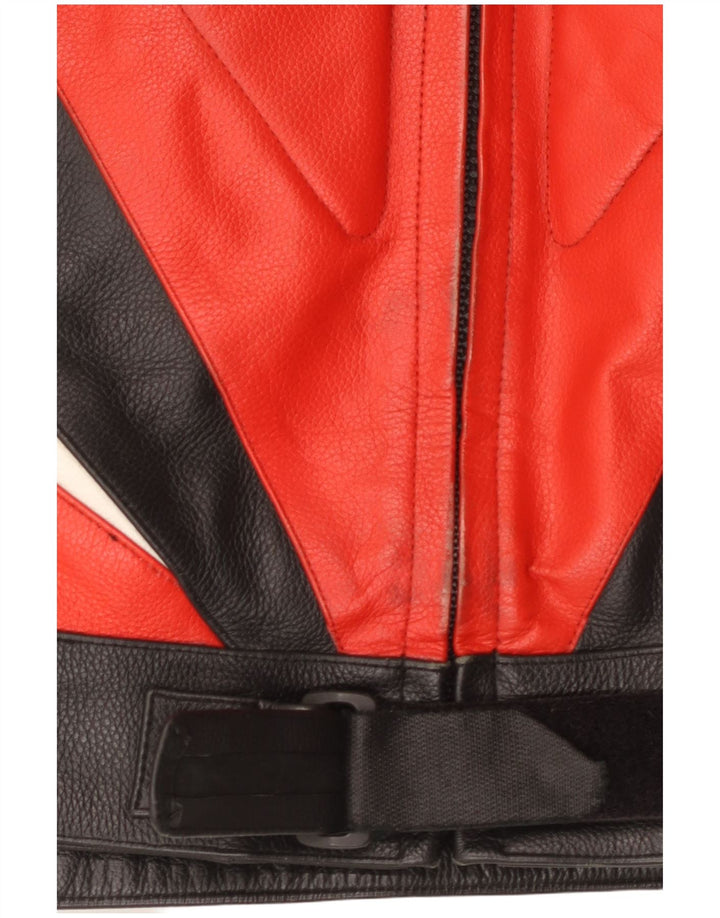 Vintage Herren-Leder-Racer-Jacke, UK 40, groß, mehrfarbig, Farbblock