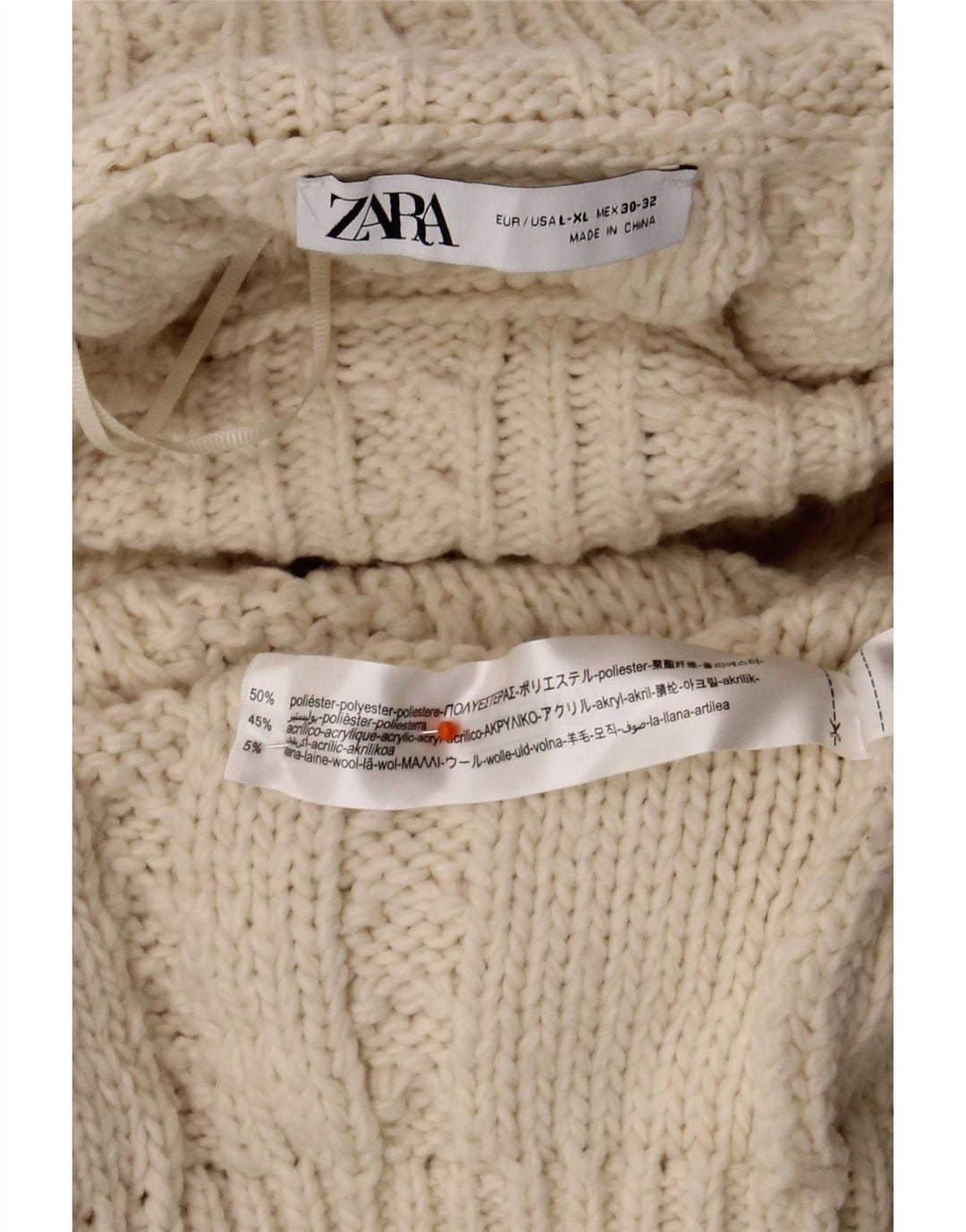 Zara Damen-Pullover mit Rollkragen, übergroß, Größe 40, Beige