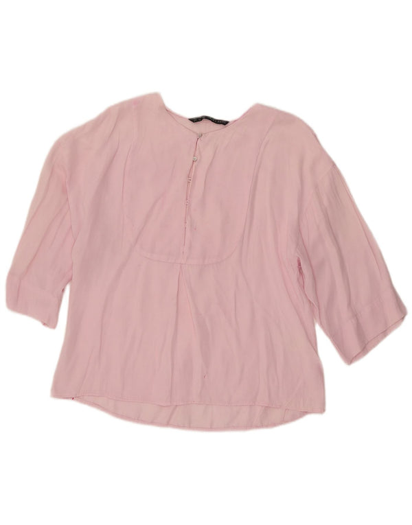 Zara Damen-Blusenoberteil mit übergroßen 3/4-Ärmeln, Gr. 6 XS, Rosa