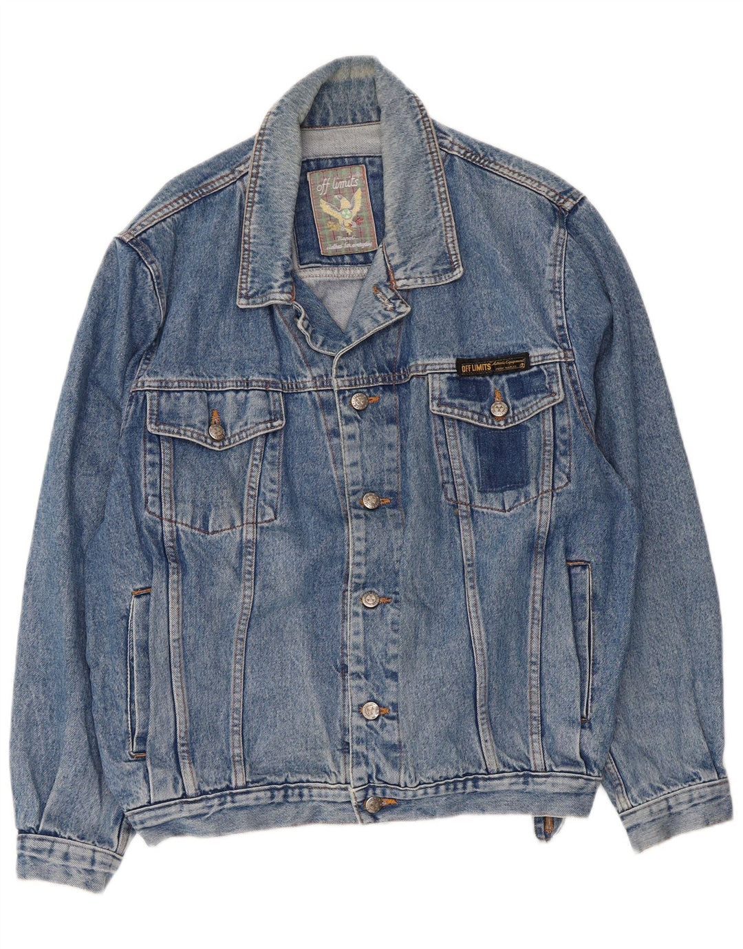 Off Limits Herren Jeansjacke UK 40 Large Blau Baumwolle
