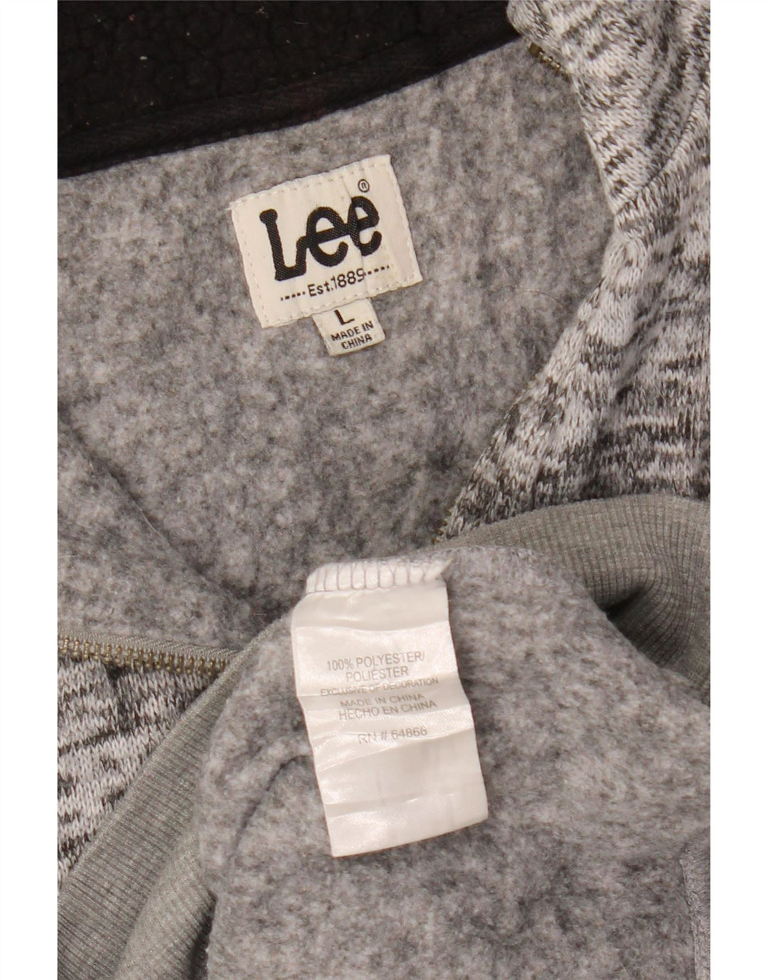 Lee Herren-Sweatshirt mit Reißverschluss am Hals, großes, grau meliertes Polyester