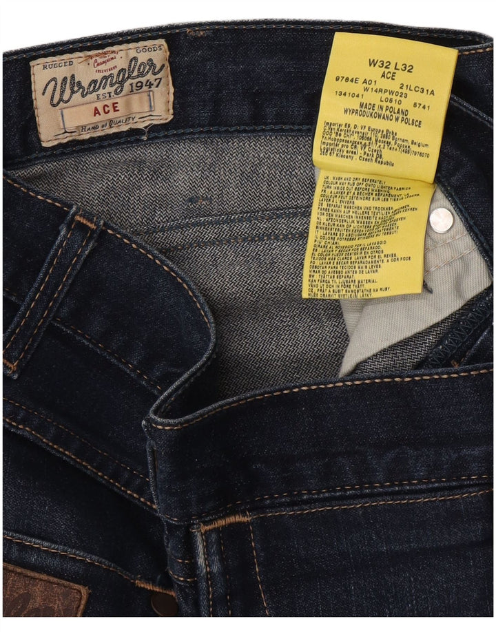 Wrangler Herren Ace Straight Jeans W32 L32 Marineblaue Baumwolle