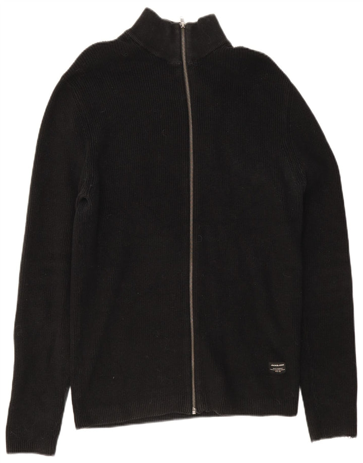 Jack & Jones Herren-Cardigan-Pullover XL aus schwarzer Baumwolle