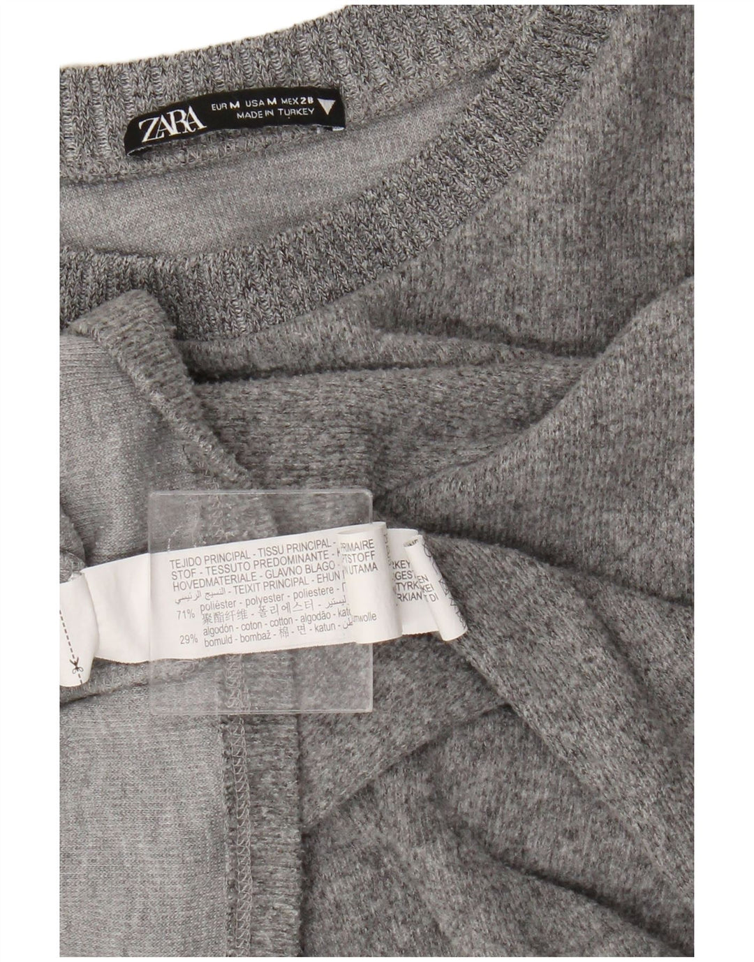 Zara Damen-Pullover mit Rundhalsausschnitt, UK 14, Mittelgrau, Polyester