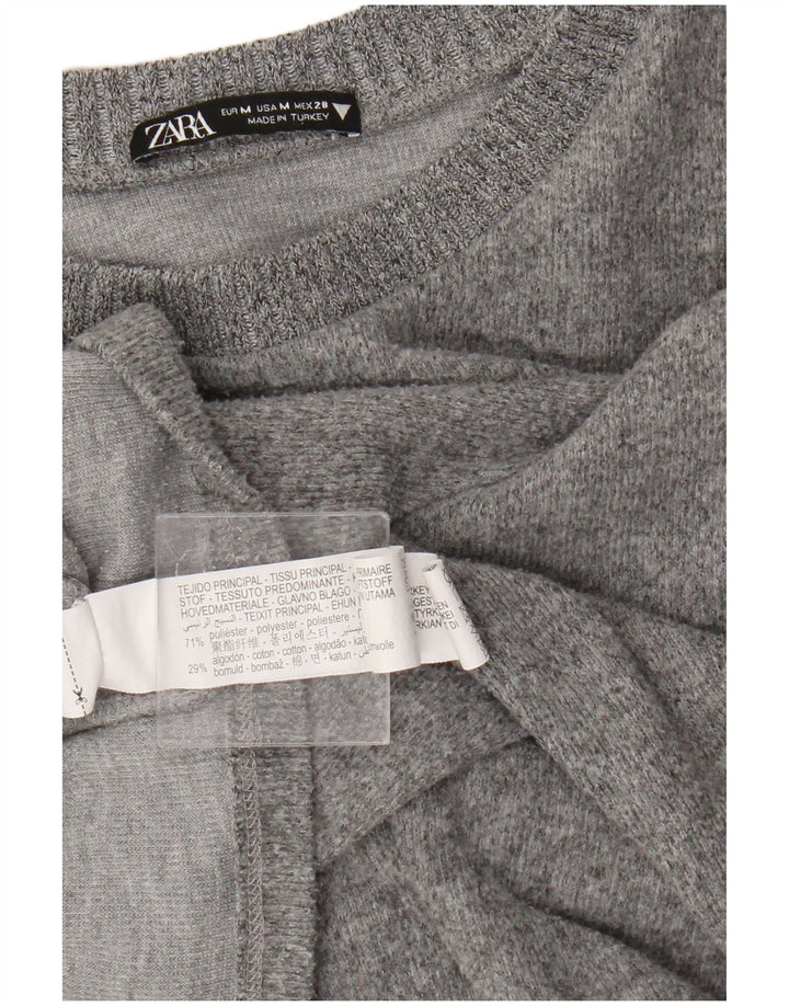 Zara Damen-Pullover mit Rundhalsausschnitt, UK 14, Mittelgrau, Polyester