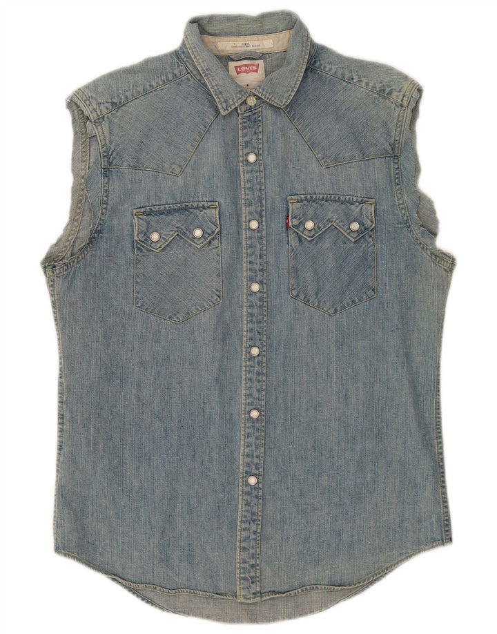 Levi's Herren ärmelloses Jeanshemd aus mittelblauer Baumwolle