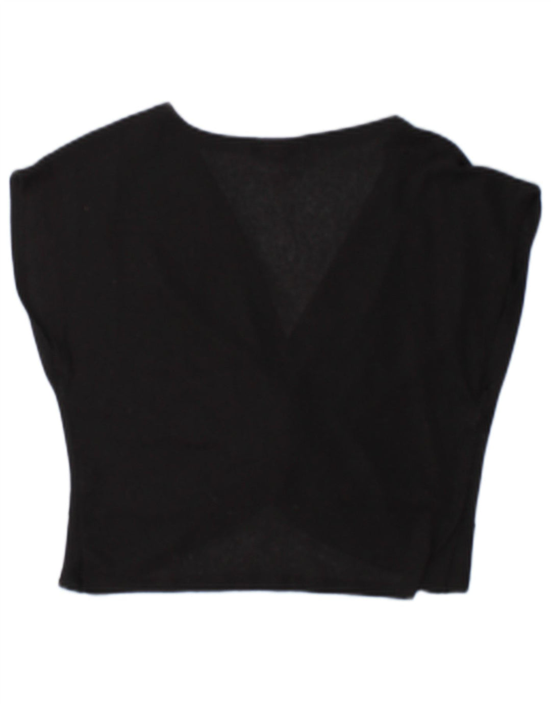 Zara Damen Crop Bluse Top UK 10 Small Schwarz Polyester