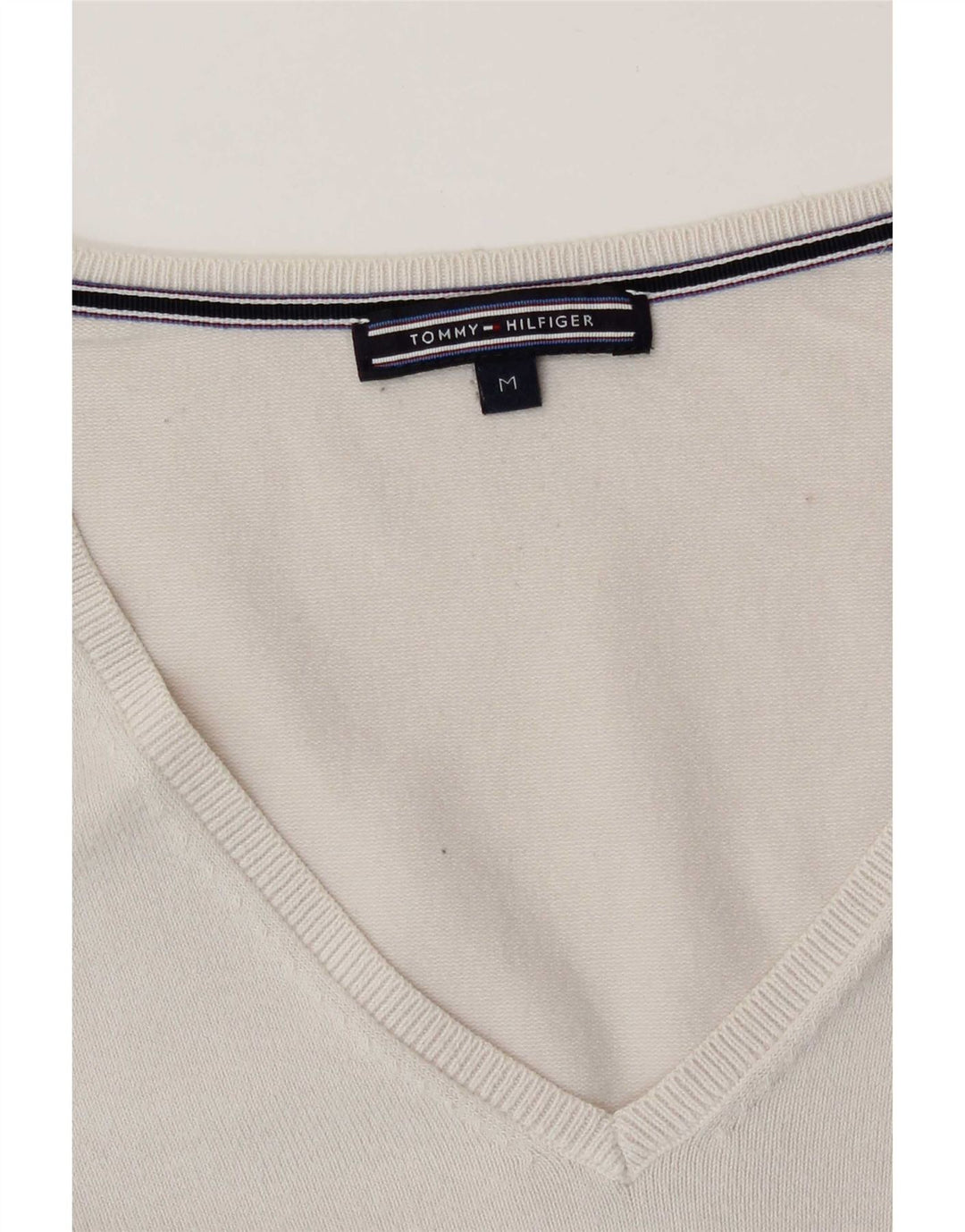 Tommy Hilfiger Damen Pullover mit V-Ausschnitt, UK 14, Mittelweiß