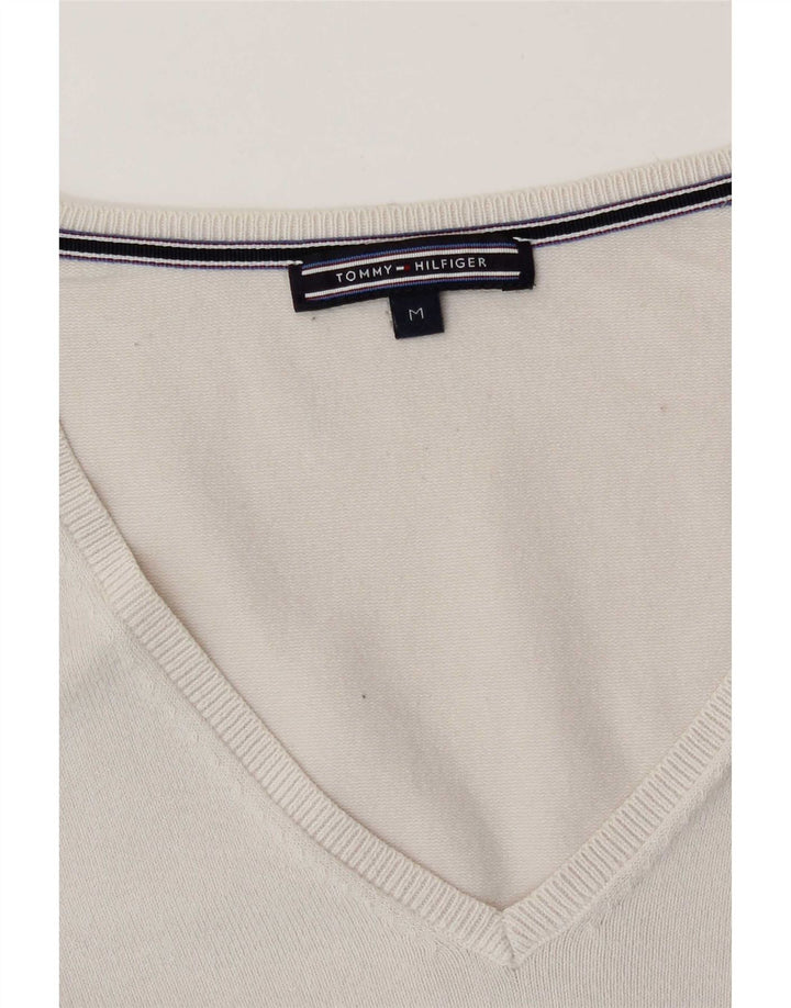Tommy Hilfiger Damen Pullover mit V-Ausschnitt, UK 14, Mittelweiß