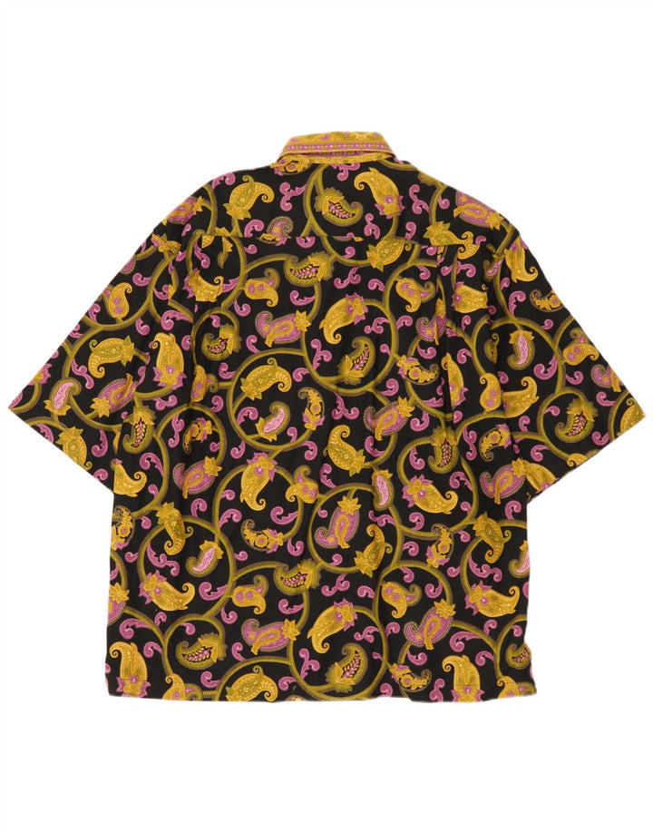Vintage Herren Kurzarmhemd Mittelgelbe Paisley-Baumwolle