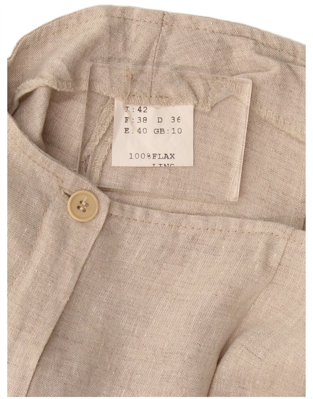 VINTAGE Gerade Caprihose für Damen UK 10 Small W30 L21 Beige Leinen