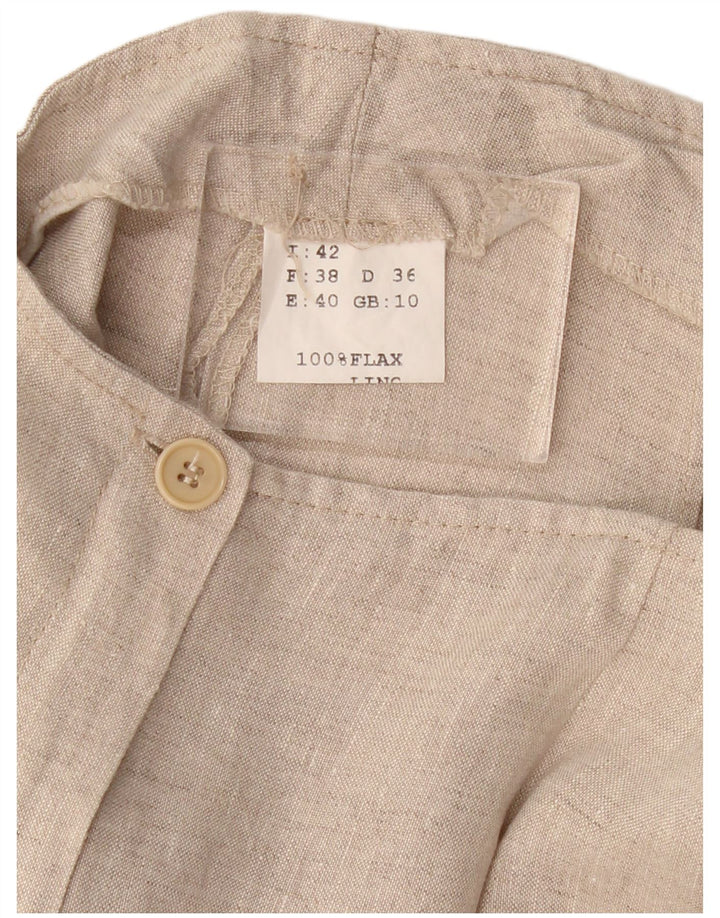 VINTAGE Gerade Caprihose für Damen UK 10 Small W30 L21 Beige Leinen