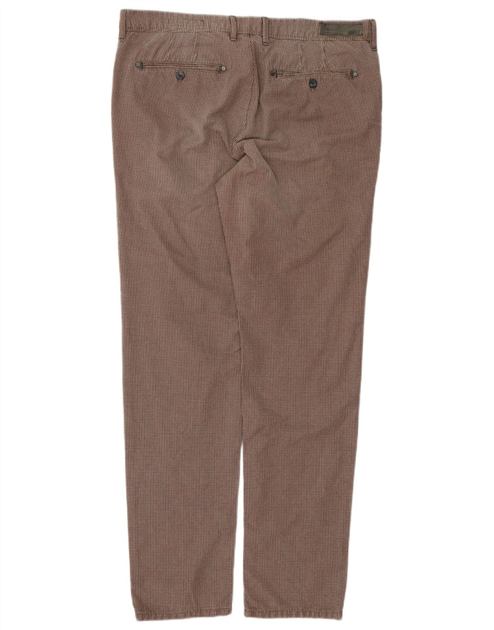 RIFLE Herren Slim Chino-Hose W33 L32 Braune Hahnentritt-Baumwolle