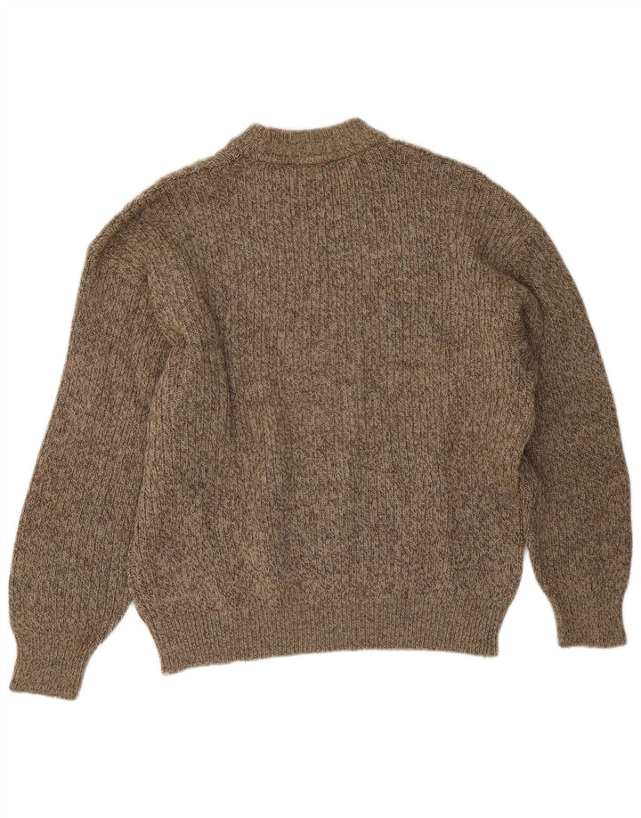 Cacharel Herren-Pullover mit Rundhalsausschnitt, Größe L, Beige, Fair Isle