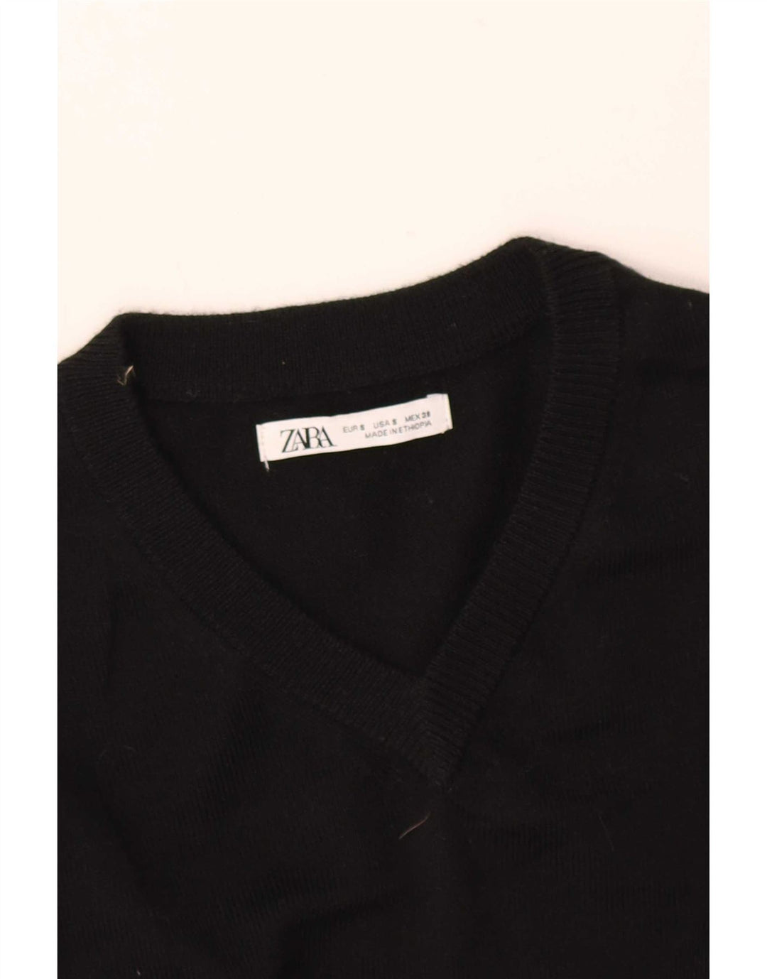 Zara Herren-Pullover mit V-Ausschnitt, Größe S, Schwarz