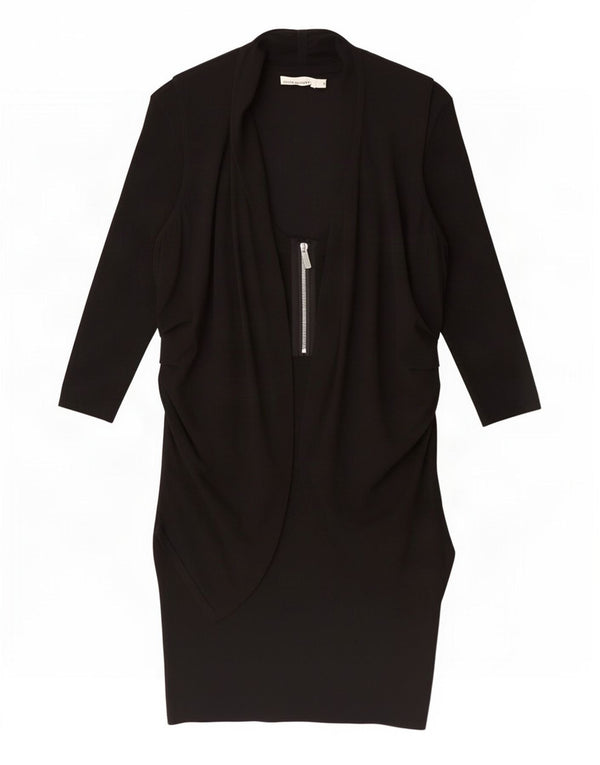 Karen Millen Damen-Pulloverkleid mit 3/4-Ärmeln, UK 3 XS, schwarze Viskose
