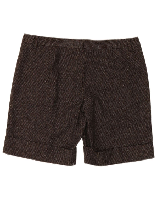BENETTON Damen Chinoshorts IT 46 Large W34 Braun meliert Schurwolle