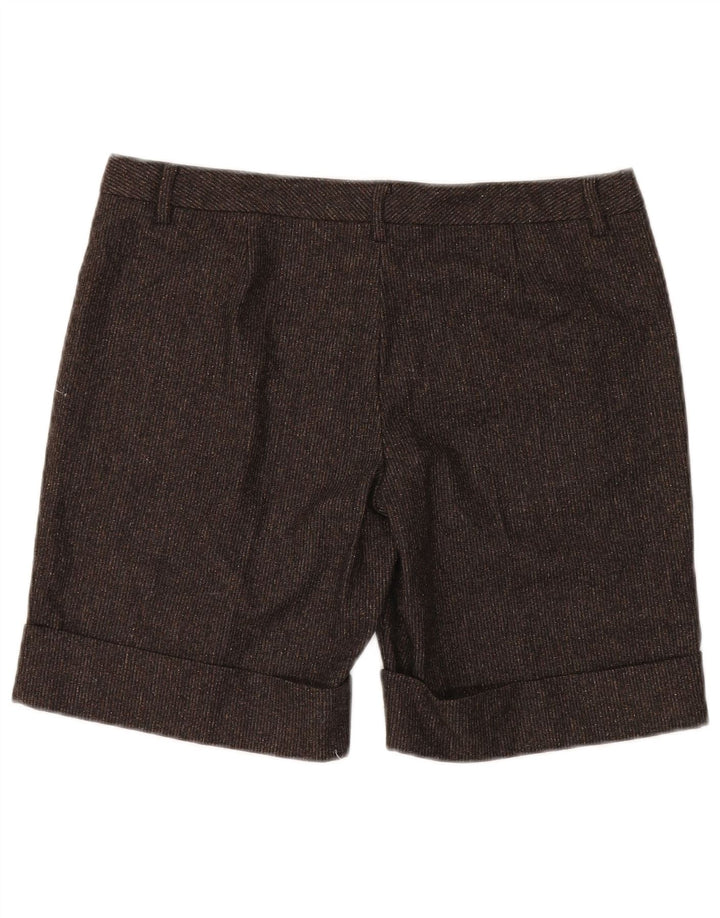 BENETTON Damen Chinoshorts IT 46 Large W34 Braun meliert Schurwolle