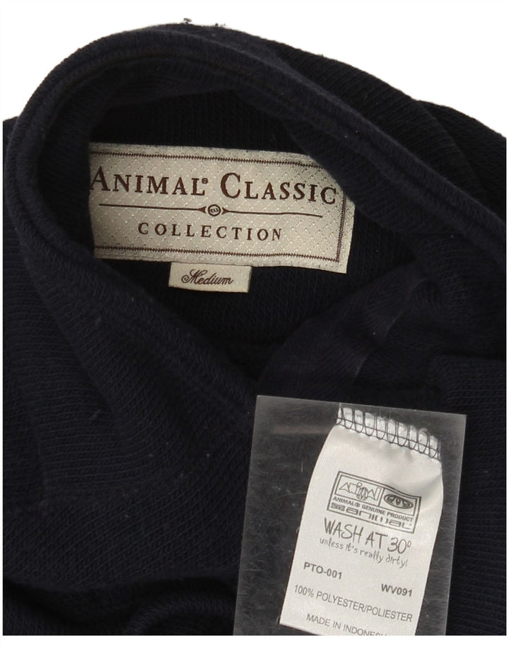 Animal Herren-Pullover mit Knopfkragen, mittleres Marineblau, Polyester