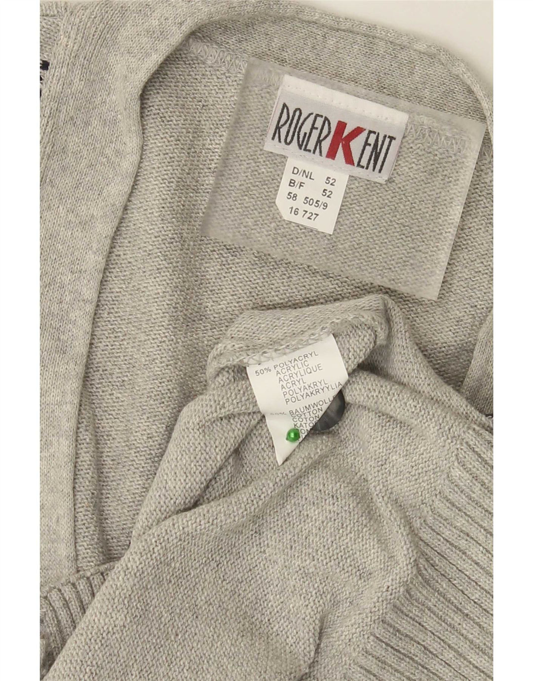 Roger Kent Herren-Strickjacke IT 52 Large Grau Argyle/Diamant