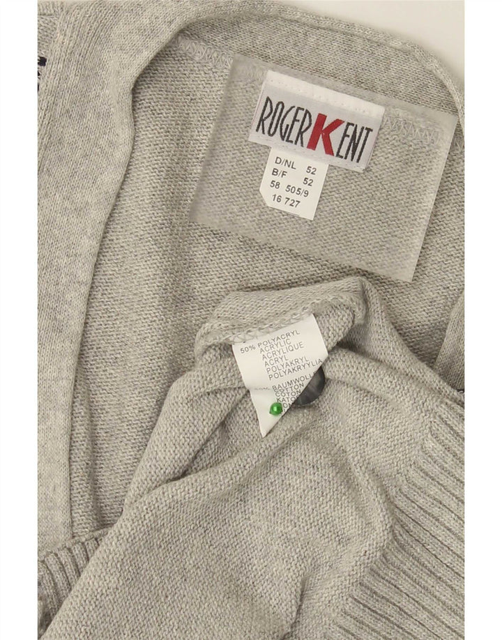 Roger Kent Herren-Strickjacke IT 52 Large Grau Argyle/Diamant