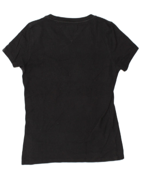 TOMMY HILFIGER Damen Grafik T-Shirt Top UK 2 2XS Schwarz Baumwolle