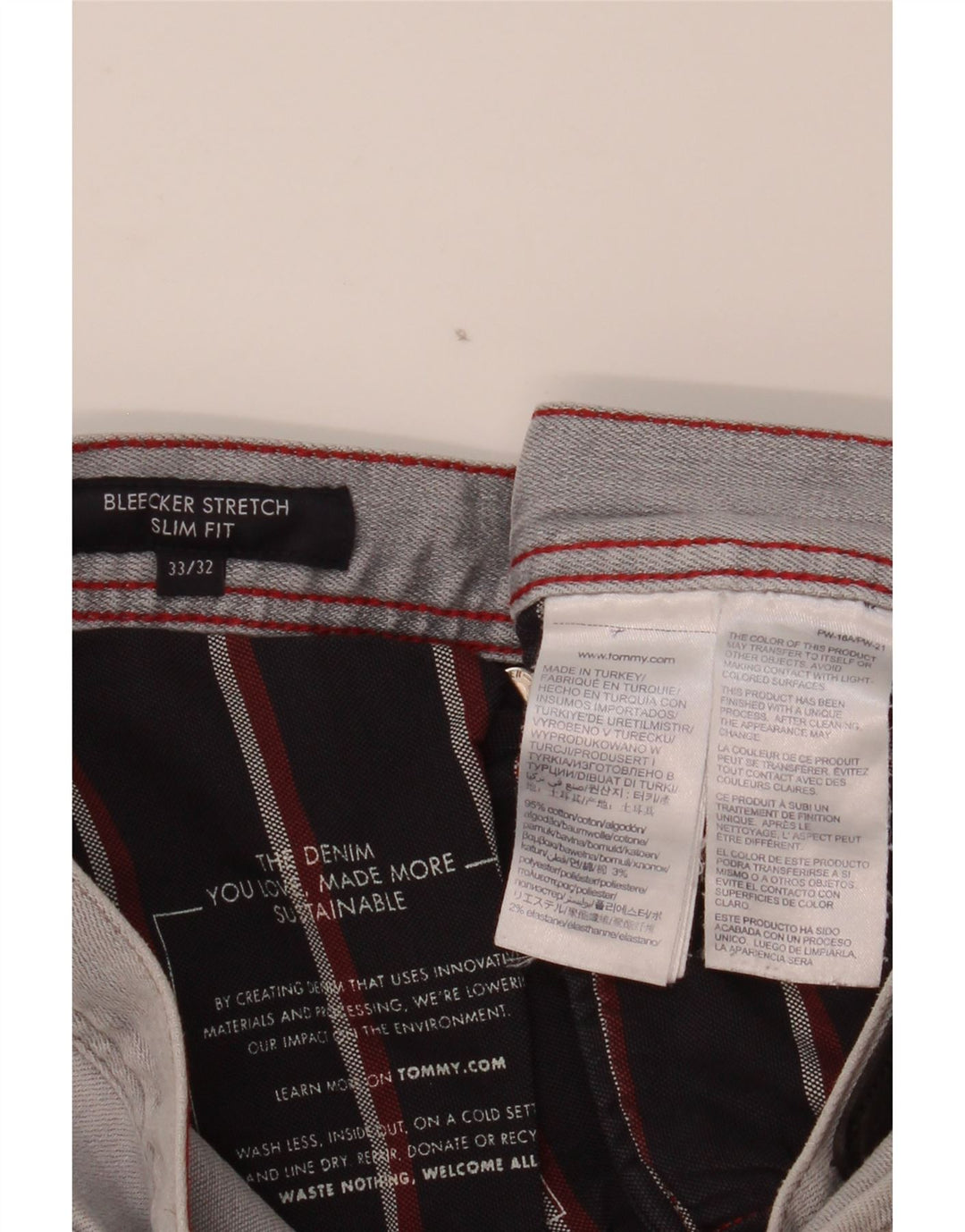 Tommy Hilfiger Herren Bleecker Stretch Slim Jeans W33 L32 Graue Baumwolle