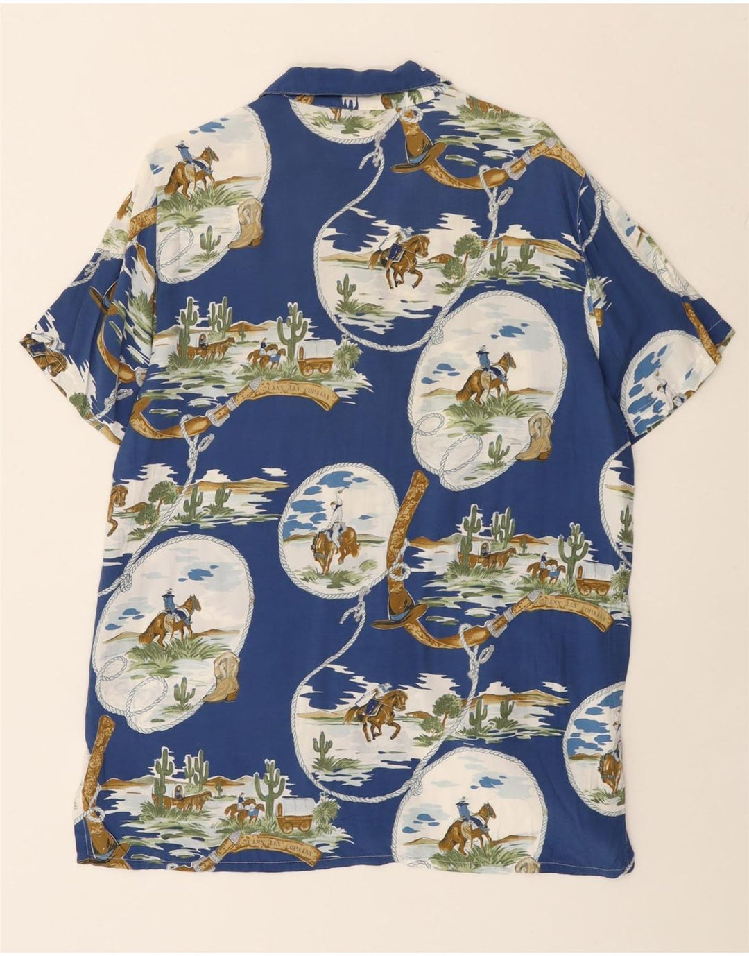 LES COPAINS Damen Hemdkleid mit abstraktem Muster IT 44 Mittelblau