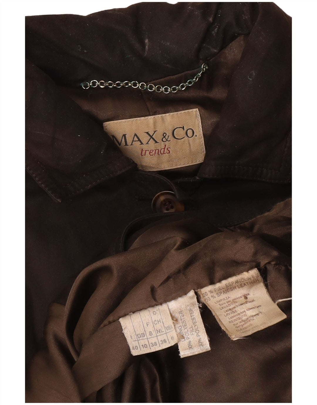 Max & Co. Übergroße Wildlederjacke für Damen, UK 10, kleines braunes Leder