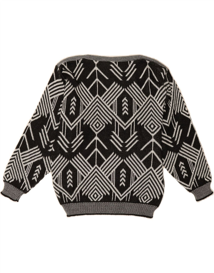 YESSICA Womens Boat Neck Jumper Sweater Size  40/42 Medium Black Geometric Vintage Yessica and Second-Hand Yessica from Messina Hembry 