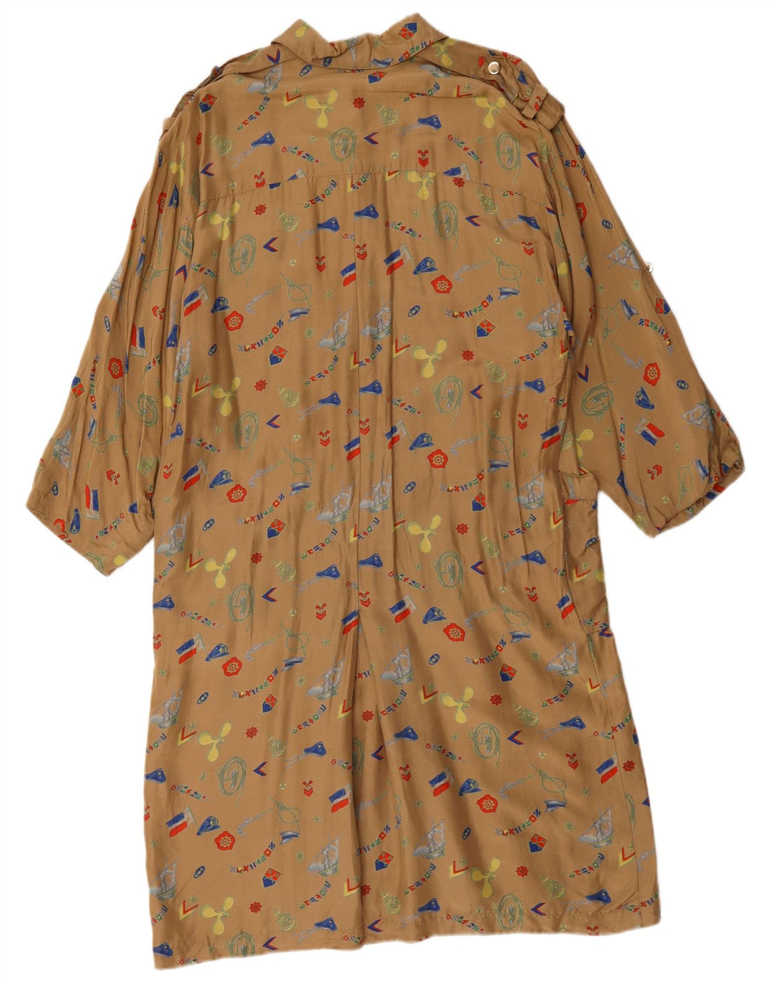 Vintage Damen Hemdkleid mit abstraktem Muster EU 44 XL Braun Geometrisch