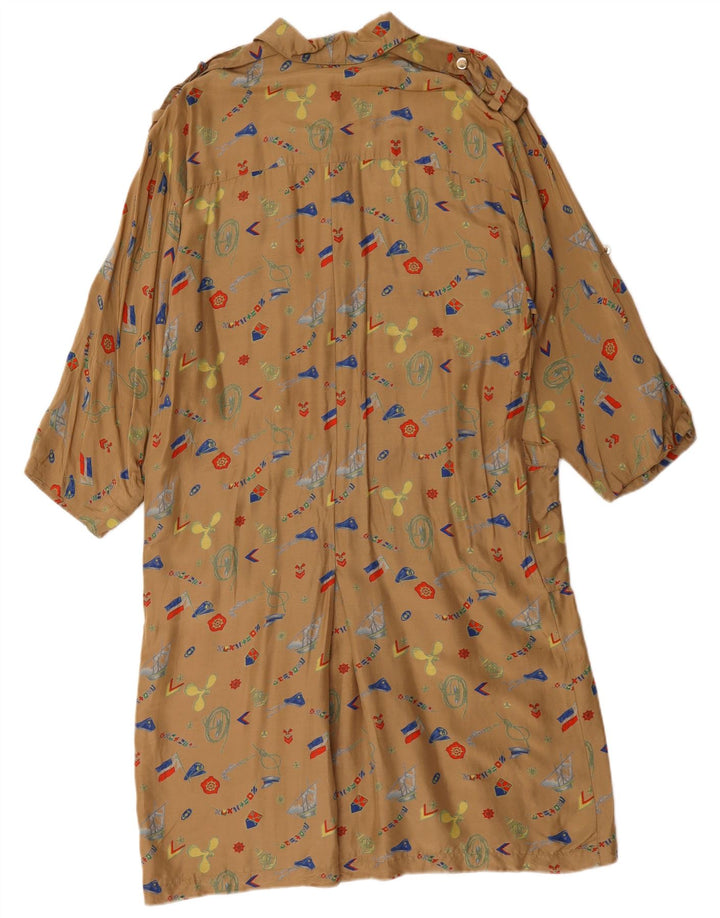 Vintage Damen Hemdkleid mit abstraktem Muster EU 44 XL Braun Geometrisch