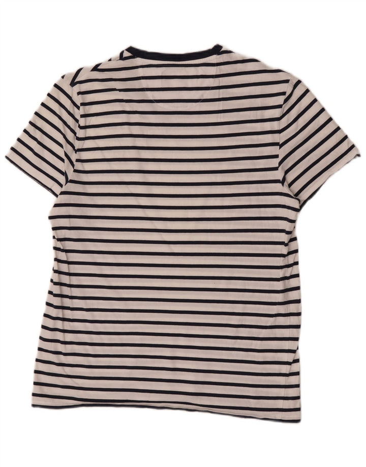 Lyle & Scott Herren T-Shirt-Oberteil aus mittelweißer, gestreifter Baumwolle
