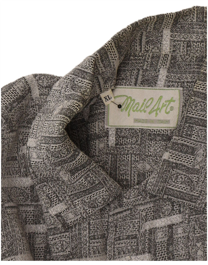 Vintage Herren Kurzarmhemd XL Grau Paisley