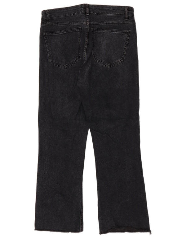 Zara Damen High Waist Crop Bootcut Jeans EU 40 Medium W30 L25 Schwarz