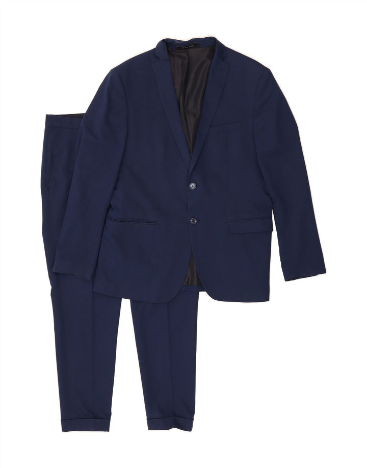 ZARA Mens 2 Button 2 Piece Suit IT 52 XL W35 L29 Navy Blue Viscose Vintage Zara and Second-Hand Zara from Messina Hembry 