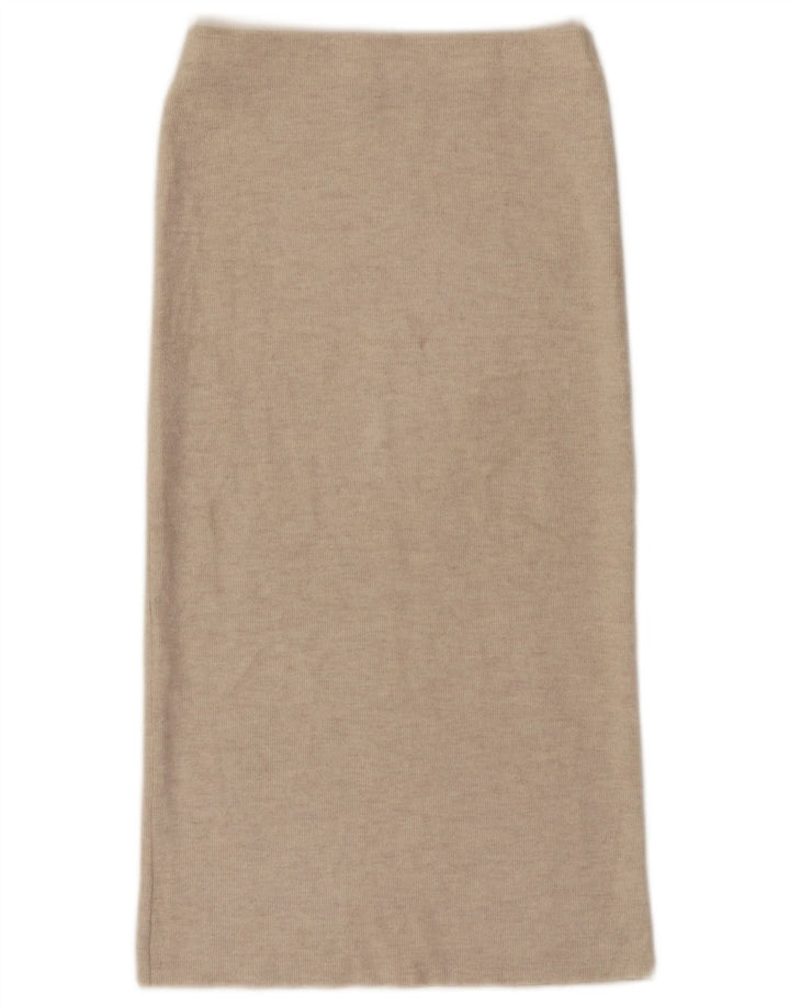 Zara Damen Midirock mit hoher Taille, Größe S, W26, Beige, Polyester