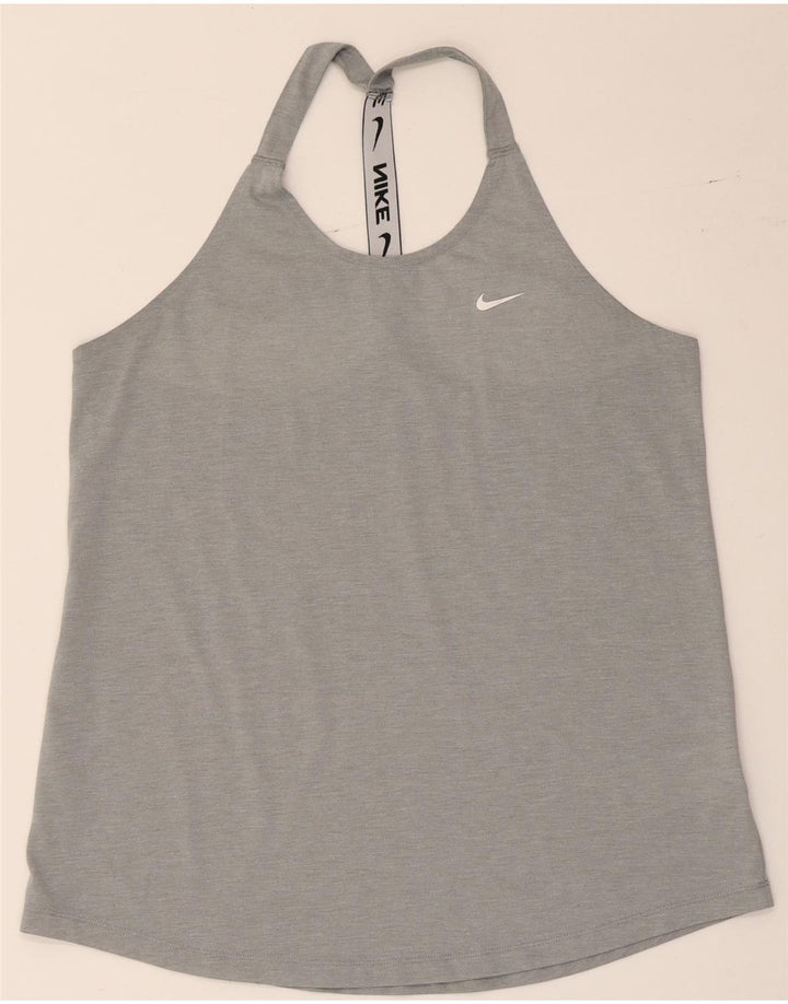 Nike Damen Dri Fit Graphic Weste Top UK 14 Large Grau Polyester