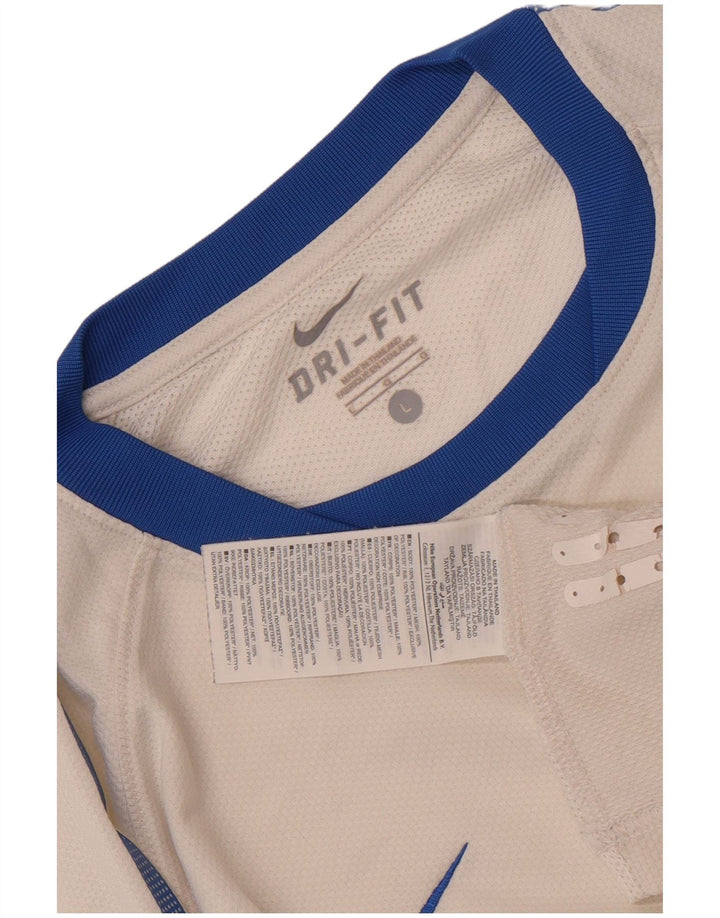 Nike Herren-Dri-Fit-Oberteil, langärmelig, groß, weißes Farbblock-Polyester