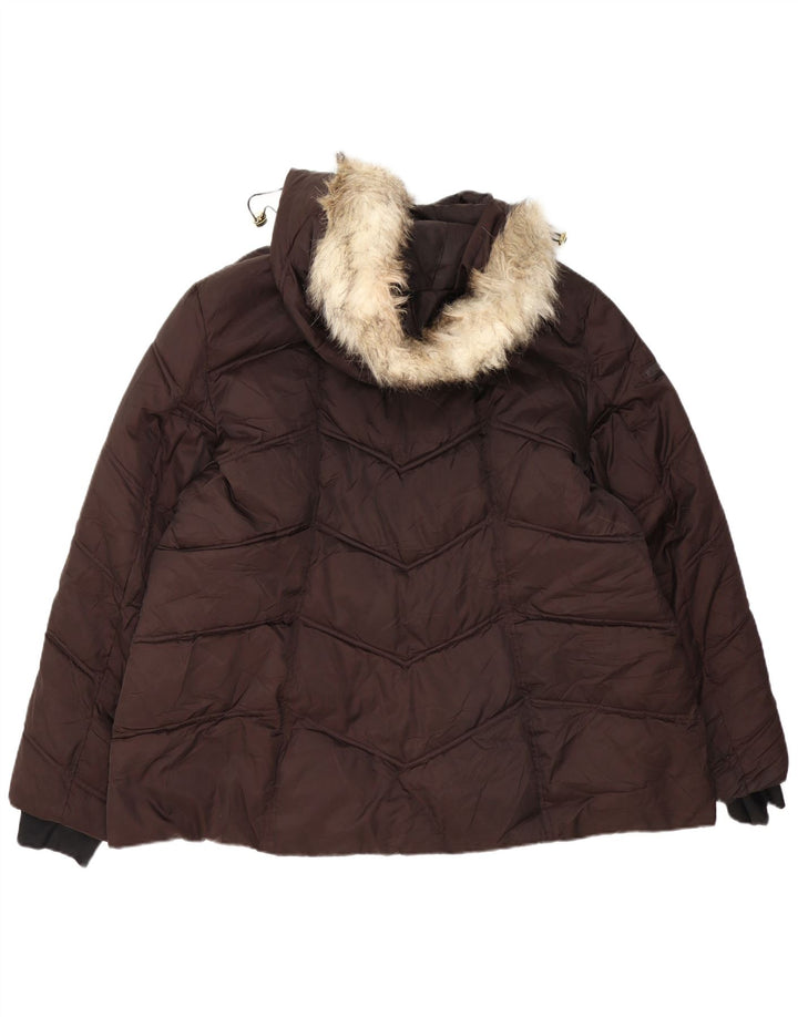 Nautica Wattierte Damenjacke mit Kapuze, UK 20 2XL, braunes Polyester