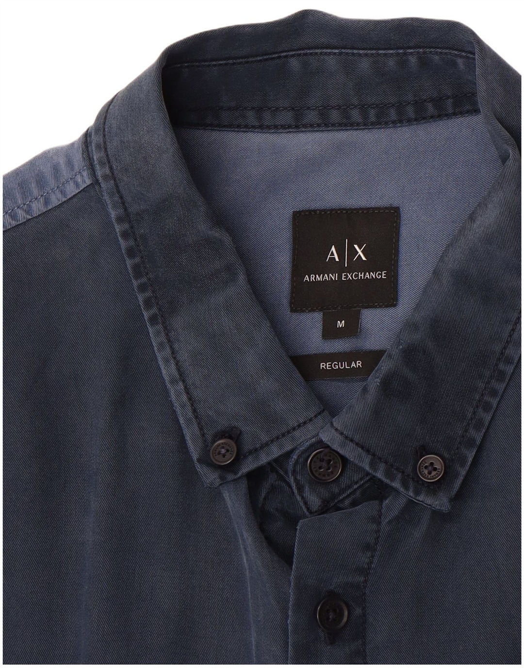 Armani Exchange Herren-Hemd mit normaler Passform, mittelblau, Farbblock
