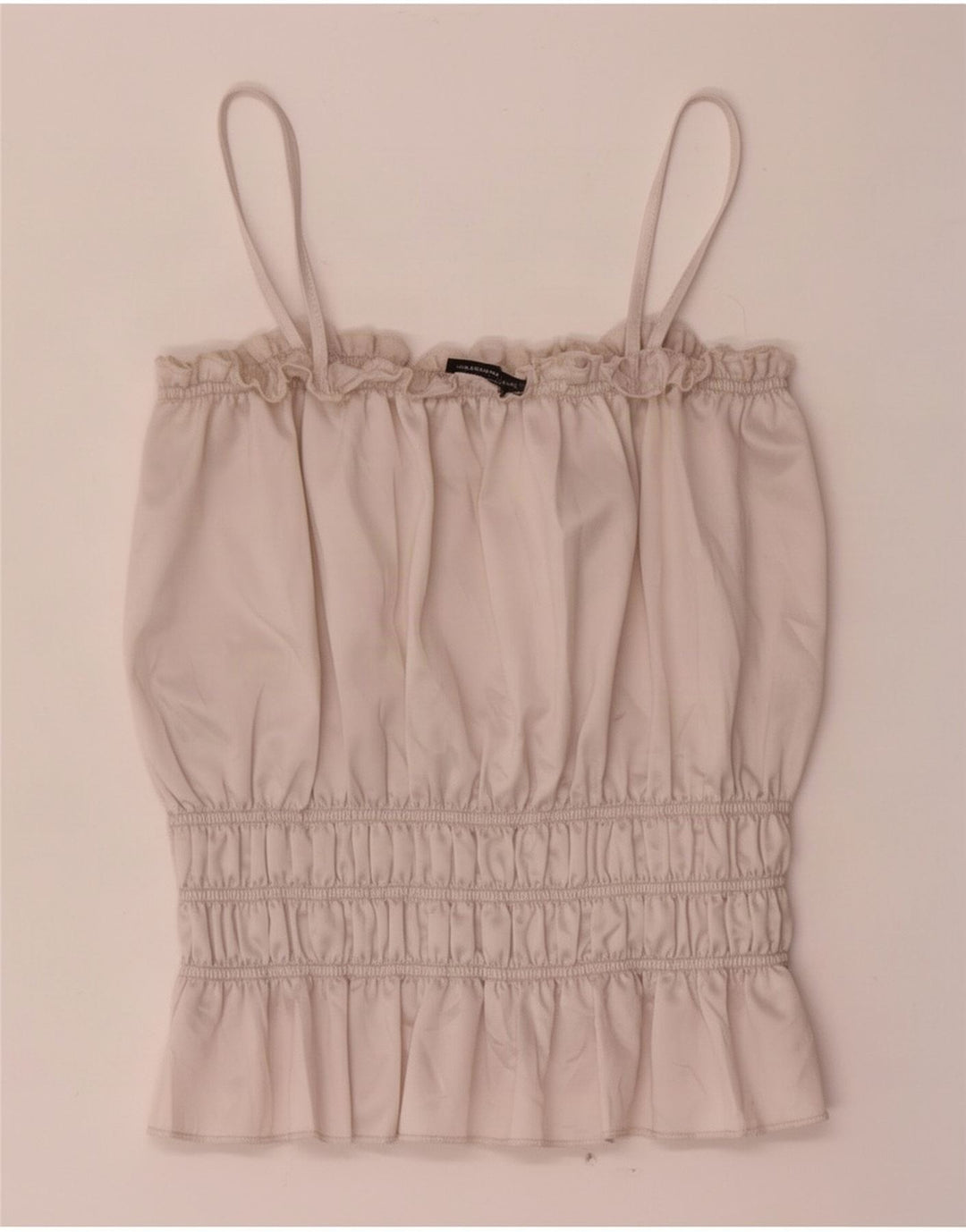 Zara Damen Crop Cami Top UK 12 Medium Beige Polyester
