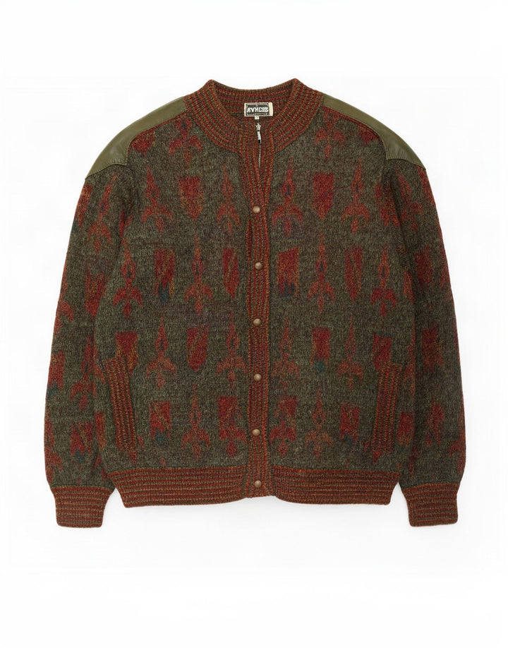 Ranger Herren-Cardigan mit abstraktem Muster, Größe 52, groß, grün, Polyamid