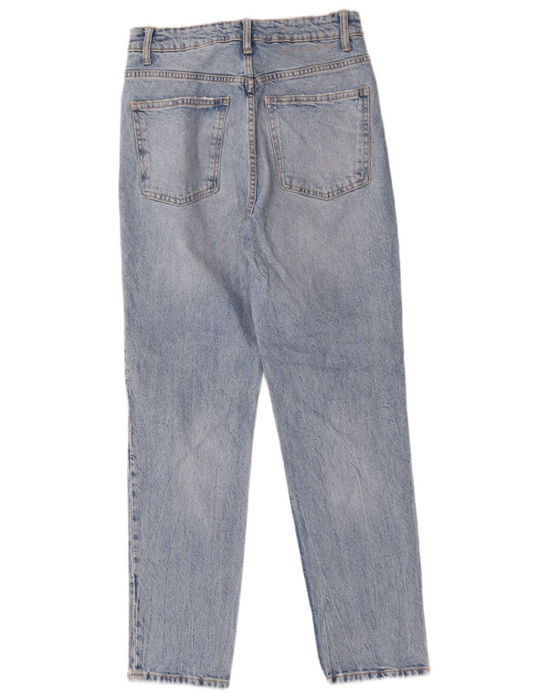 Zara Damen High Waist Tapered Jeans EU 36 XS W26 L28 Blaue Baumwolle