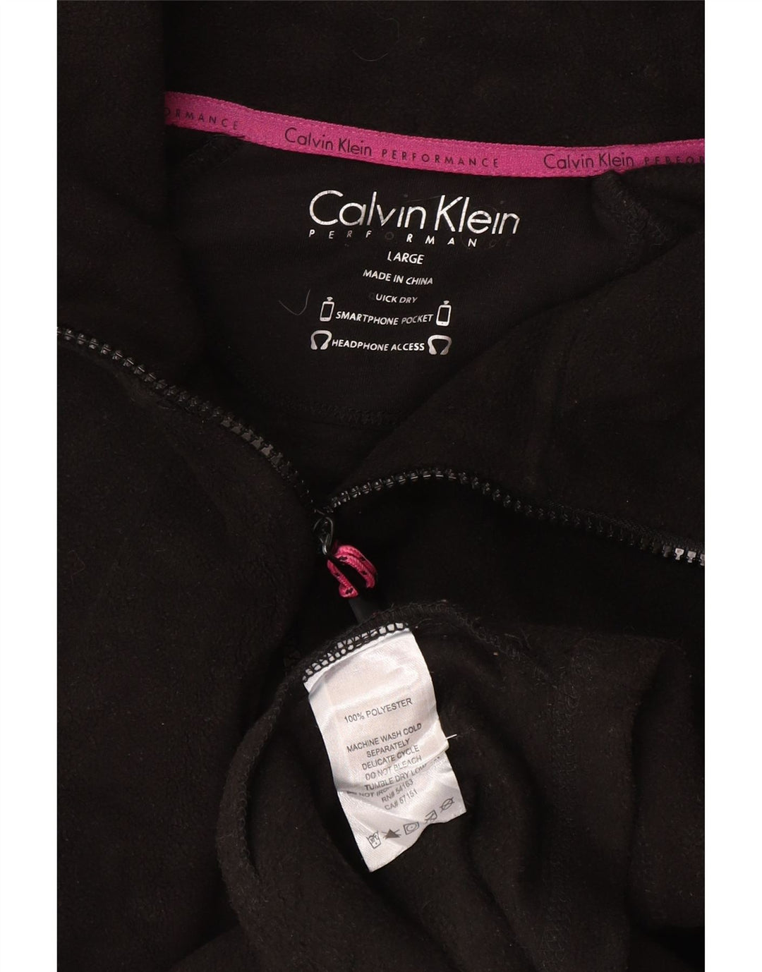 Calvin Klein Damen Graphic Fleece Jacke UK 16 Large Schwarz Polyester