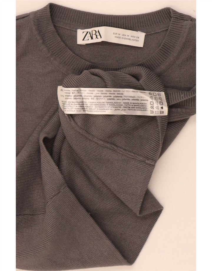 Zara Damen Crop Vest Top UK 12 Mittelgraue Viskose