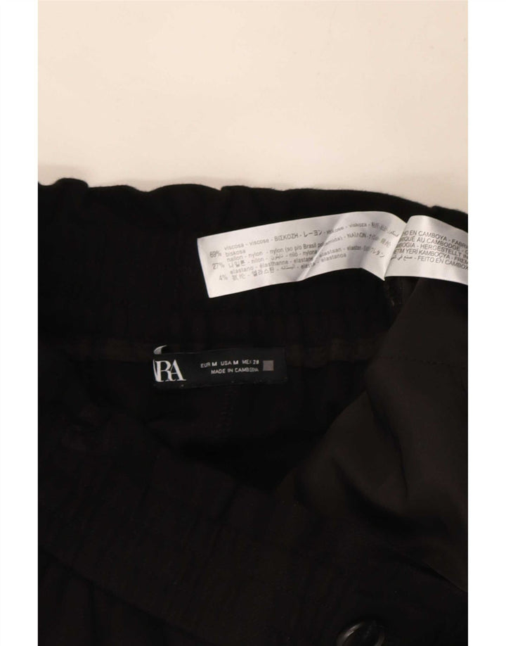 Zara Damen-Hose mit Pegged, kurz geschnitten, mittelgroß, W28, L23, schwarze Viskose