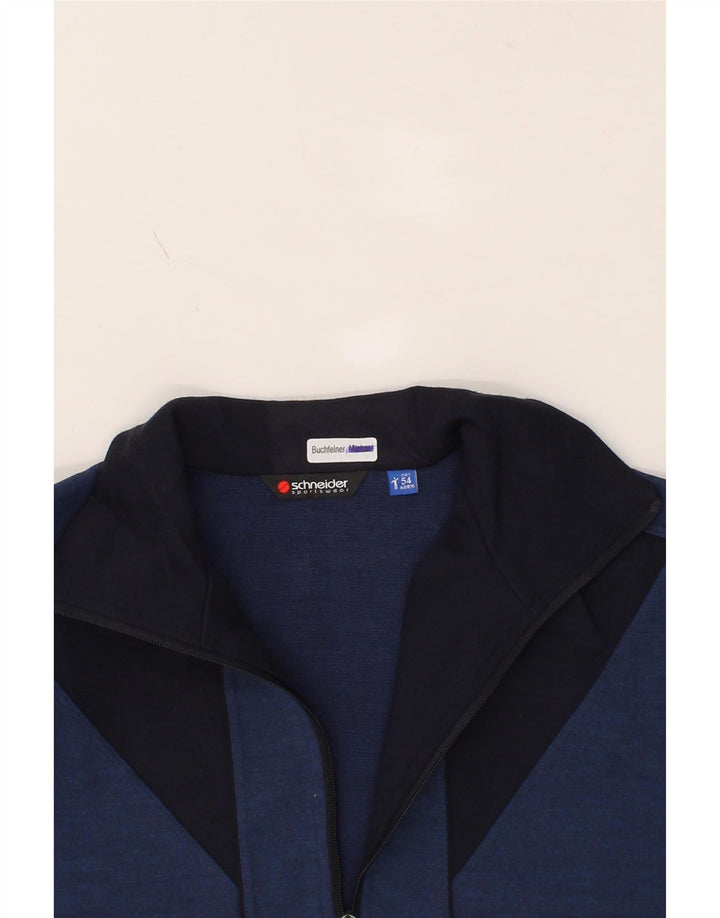 SCHNEIDER Mens Tracksuit Top Jacket IT 54 XL Navy Blue Colourblock Vintage Schneider and Second-Hand Schneider from Messina Hembry 