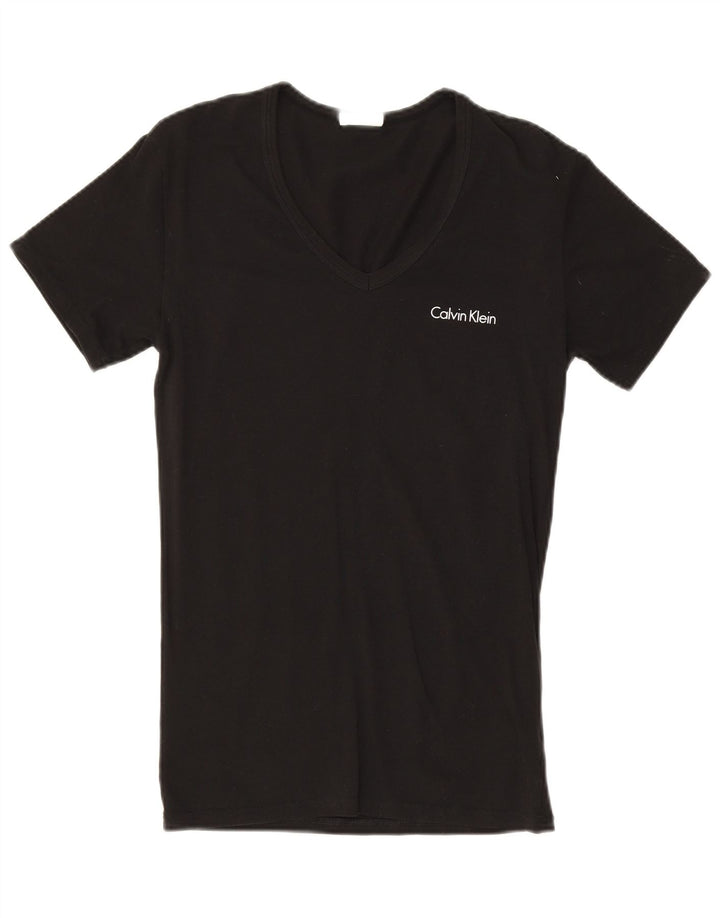 Calvin Klein Damen T-Shirt Top UK 10 Small Schwarz Baumwolle